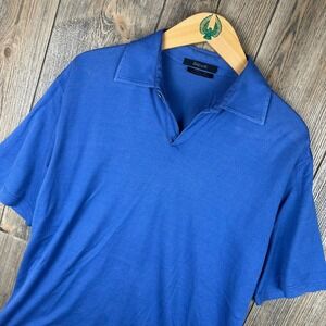Zegna Sport Blue Mercerized Cotton Short Sleeve Polo Shirt Italy Men Medium